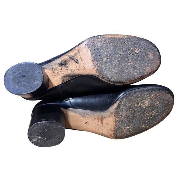 Isabel Marant Booties Size 38 Leather Black Block Heel Minimal Round Toe Boots - Picture 7 of 8